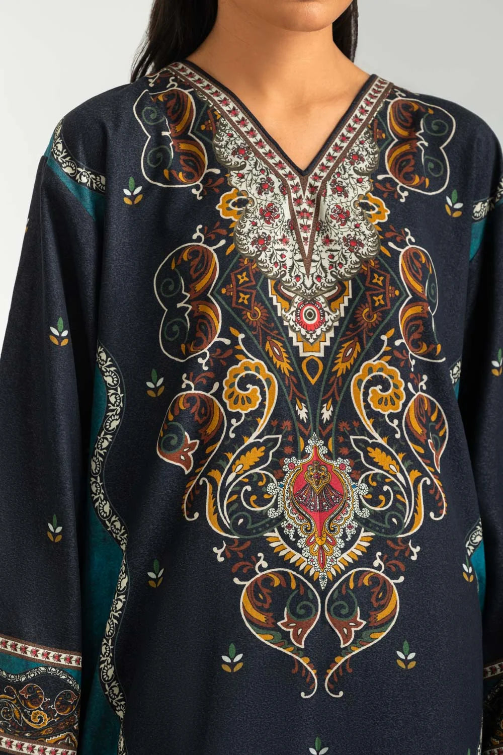3PC Karandi Printed Suit With Embroidered