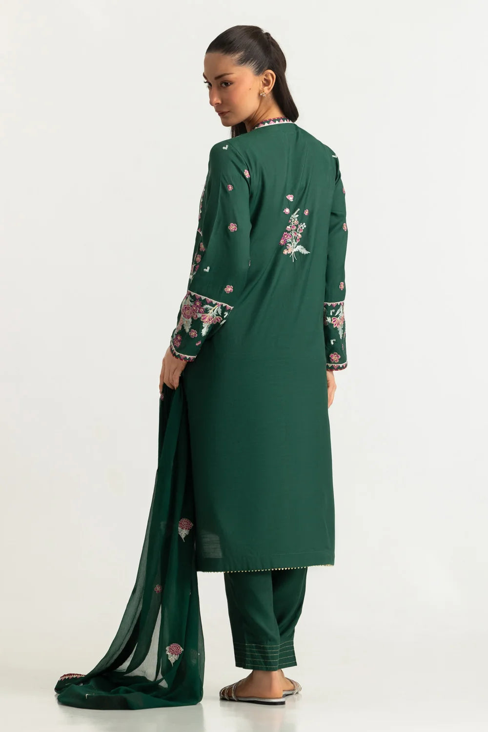 3PC Viscose Rawsilk Embroidered Suit