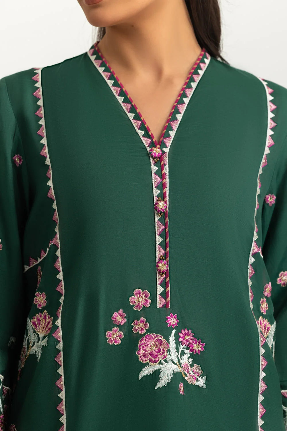 3PC Viscose Rawsilk Embroidered Suit