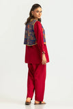 Khaddar Slub Dyed Co-Ord Set With Printed Waistcoat