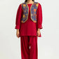 Khaddar Slub Dyed Co-Ord Set With Printed Waistcoat