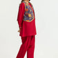 Khaddar Slub Dyed Co-Ord Set With Printed Waistcoat
